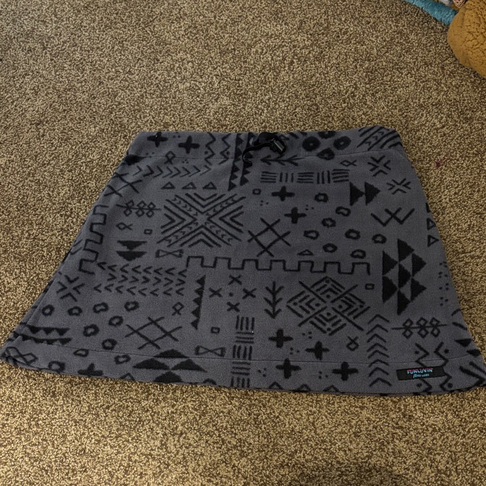 Gray Patterned Fleece Skirt